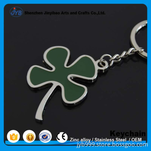 cheap zinc alloy metal key ring promotion lucky clover keychain